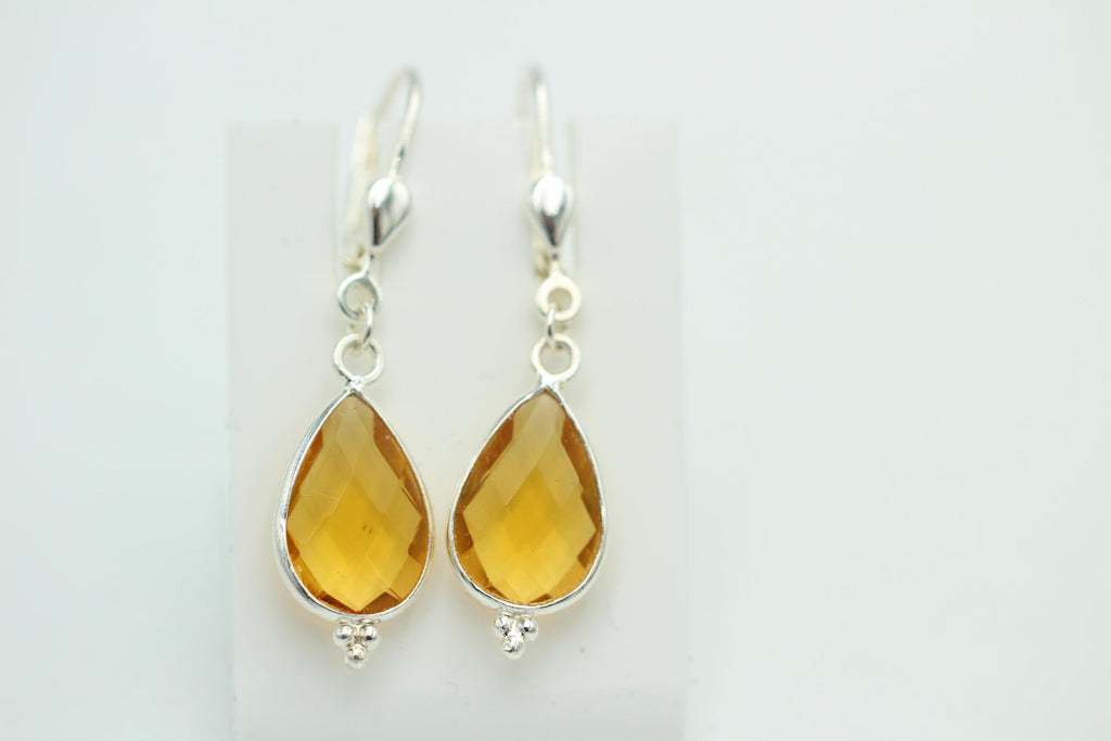 Edle 3,6 Carat gelbe Quarz Ohrhänger 925 Silber Edelsteinschmuck gelber Quarz