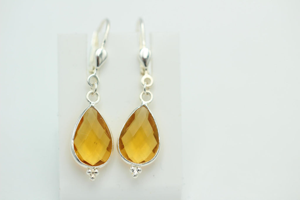 Edle 3,6 Carat gelbe Quarz Ohrhänger 925 Silber Edelsteinschmuck gelber Quarz