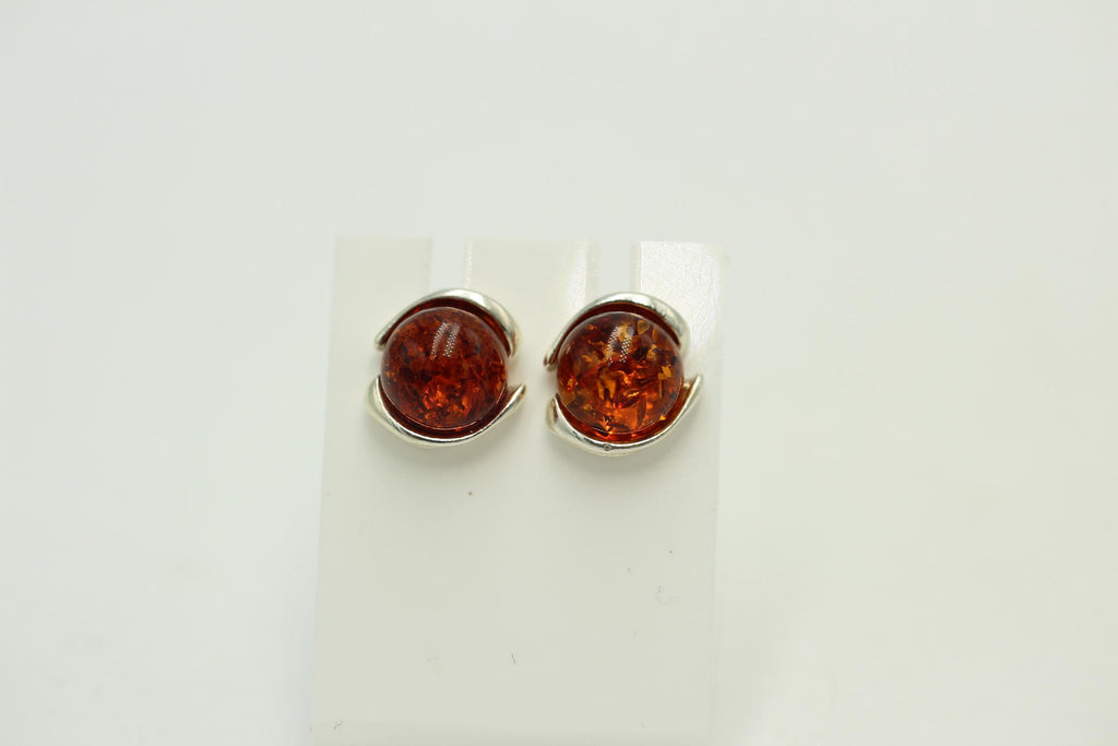 Design Ohrstecker Bernstein 925 Silber Ohrring Bernsteinschmuck braun Bernstein