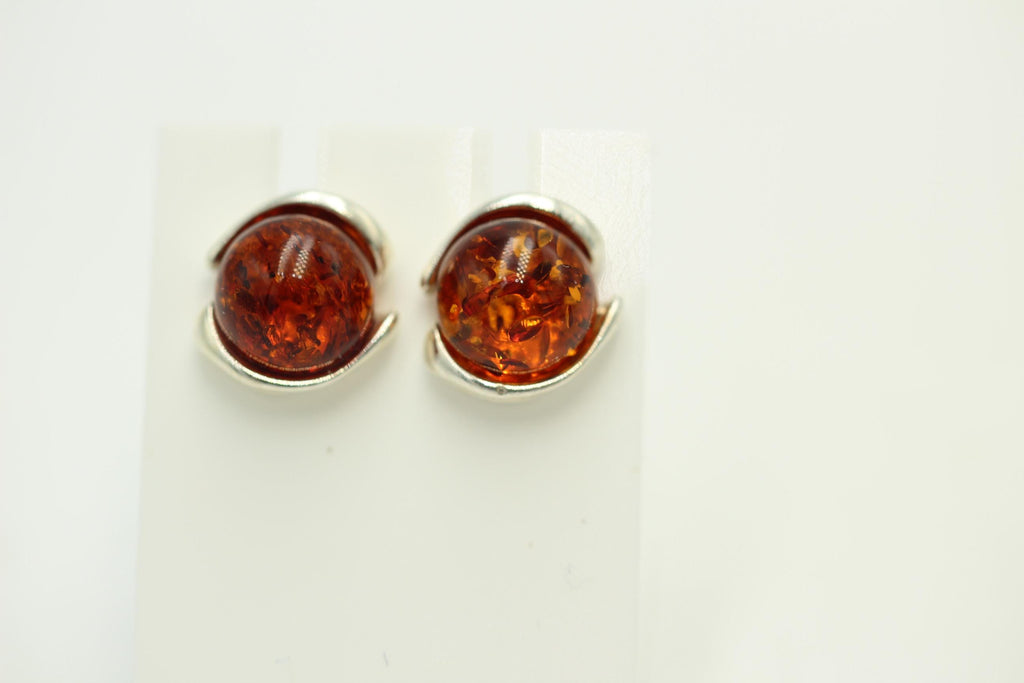 Design Ohrstecker Bernstein 925 Silber Ohrring Bernsteinschmuck braun Bernstein