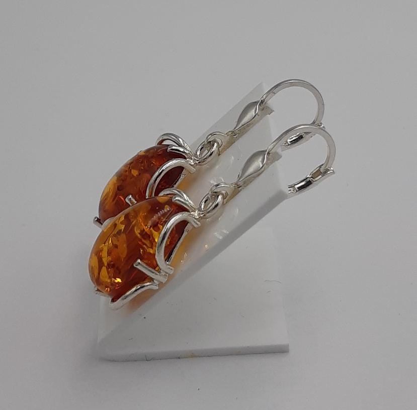 Edle Design Bernstein Ohrhänger 925 Silber Bernstein Letland Ohrschmuck Brisur