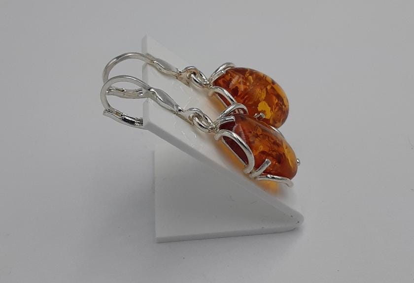 Edle Design Bernstein Ohrhänger 925 Silber Bernstein Letland Ohrschmuck Brisur