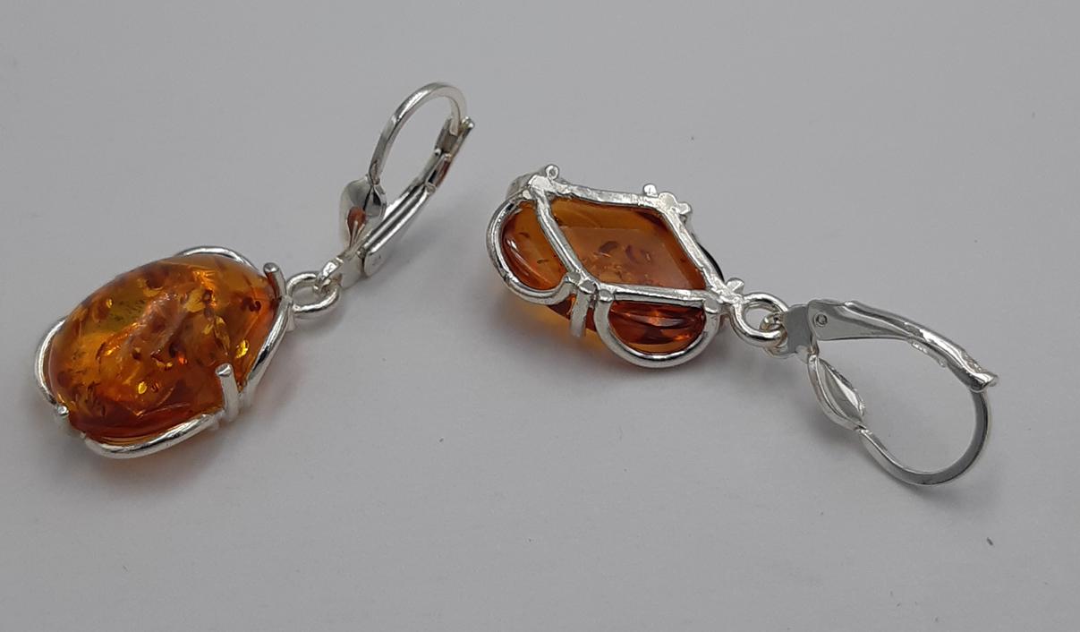 Edle Design Bernstein Ohrhänger 925 Silber Bernstein Letland Ohrschmuck Brisur