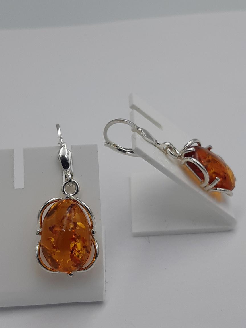 Edle Design Bernstein Ohrhänger 925 Silber Bernstein Letland Ohrschmuck Brisur