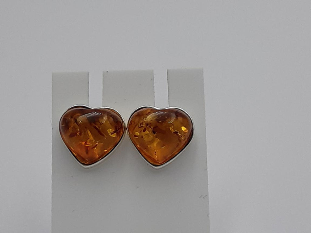 Bernstein Herz Ohrstecker 925 Sterling Silber Bernsteinherz ca 1,1 cm