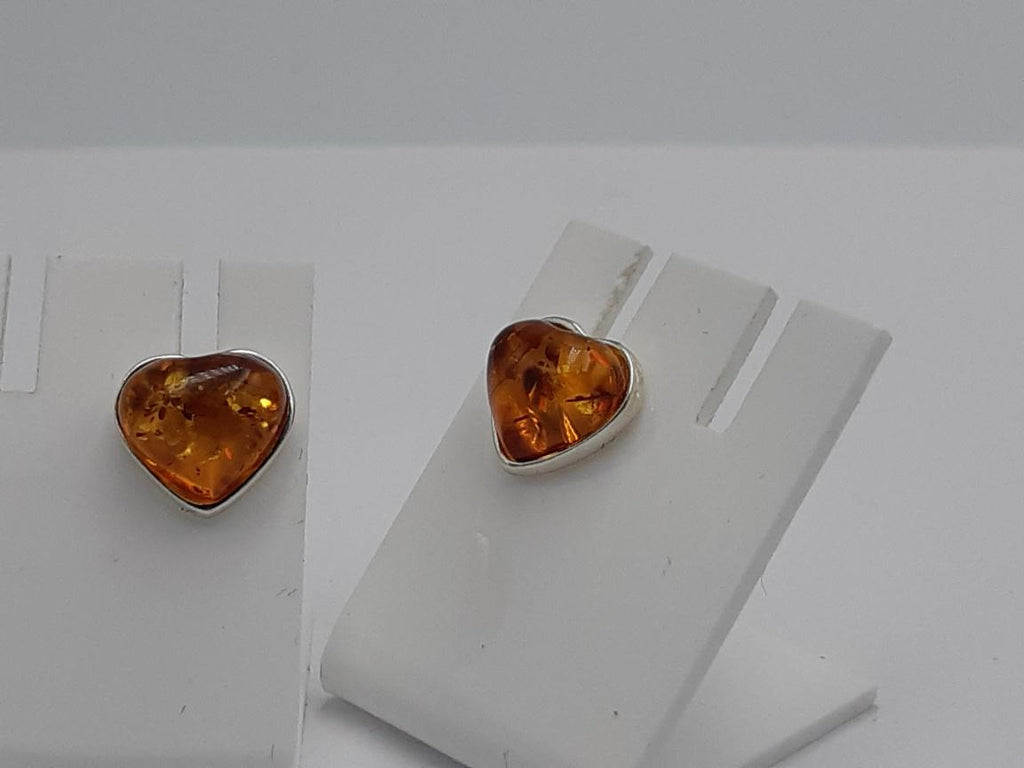 Bernstein Herz Ohrstecker 925 Sterling Silber Bernsteinherz ca 1,1 cm