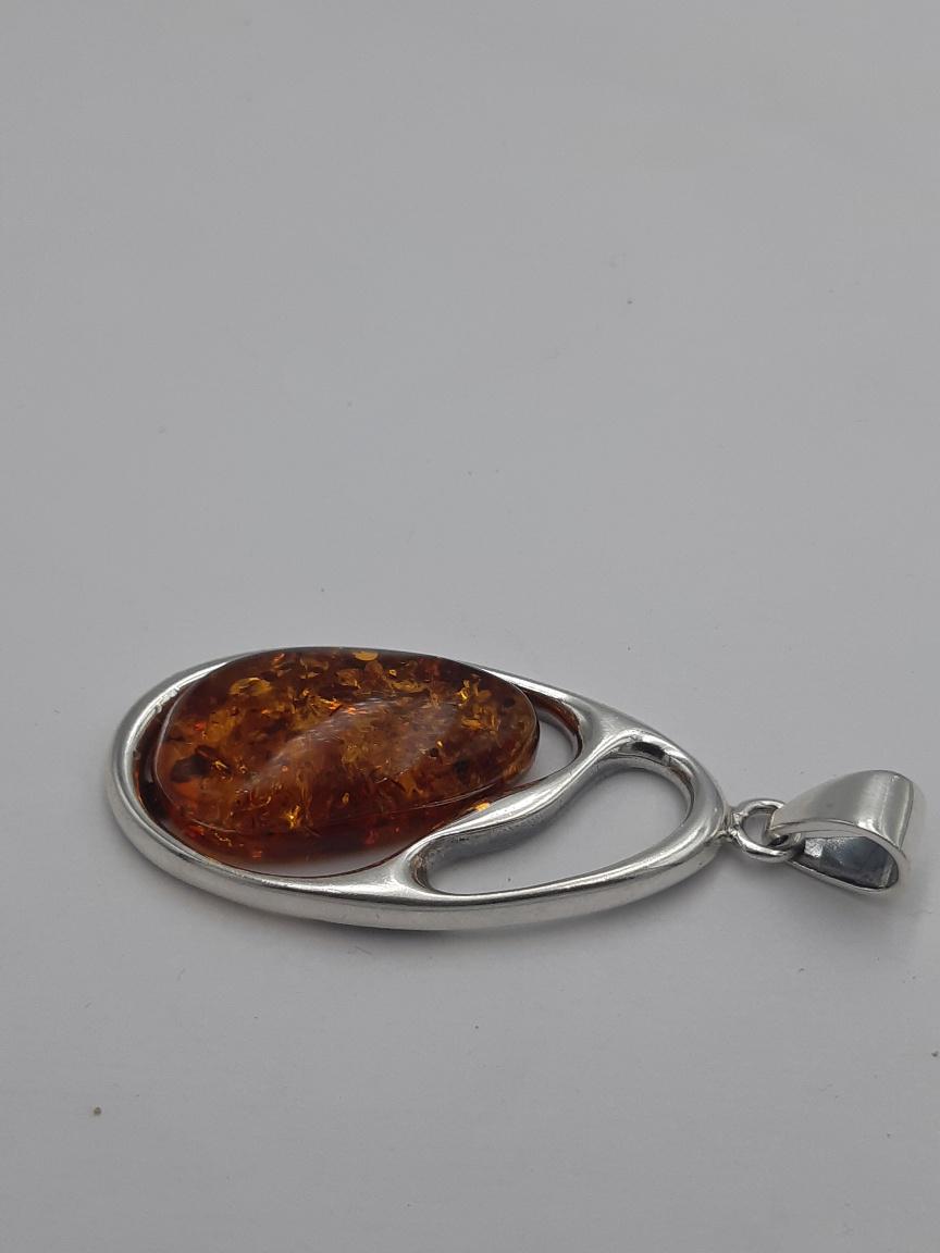 Bernstein Design Anhänger 925 Silber Collier Kette Designschmuck