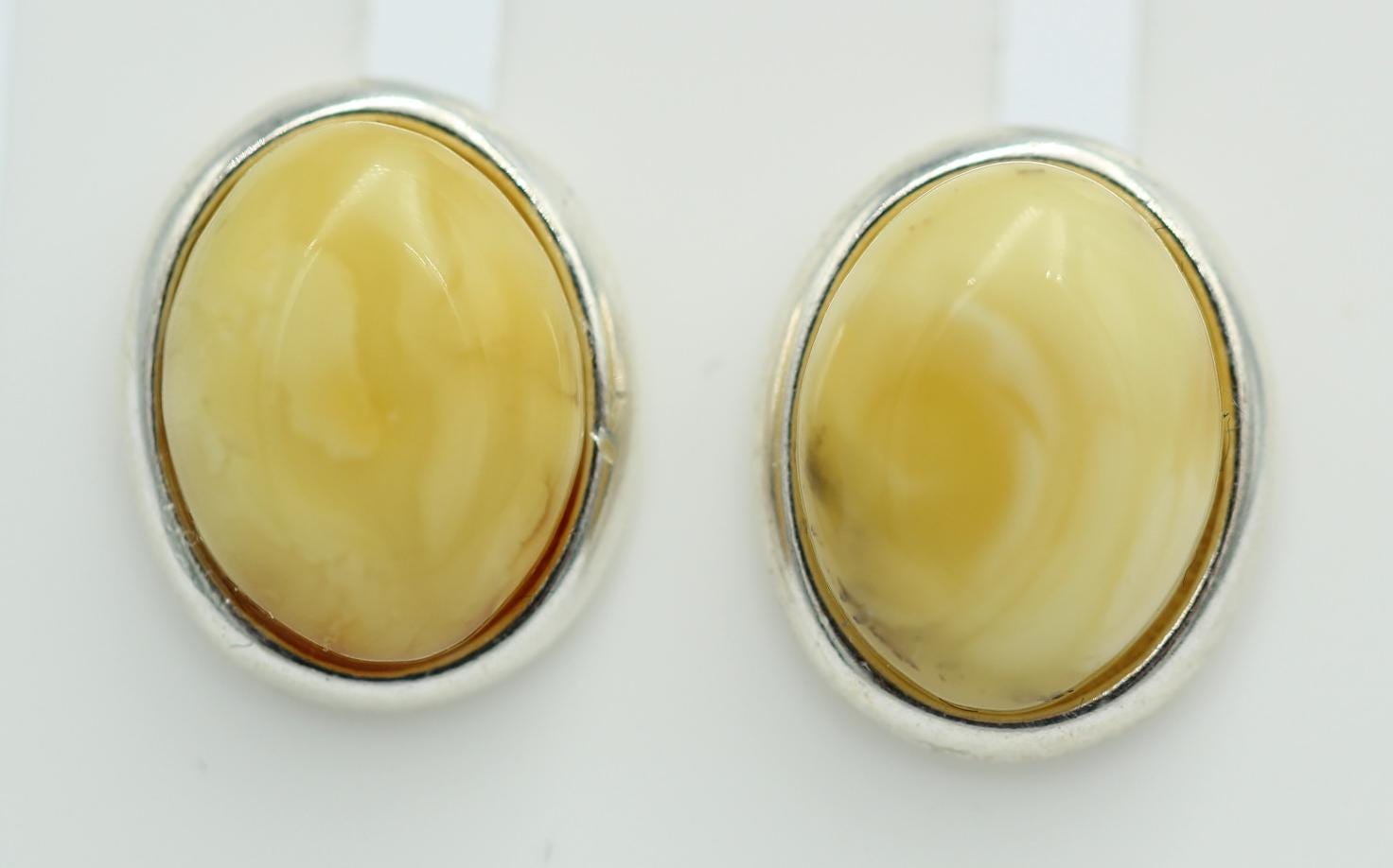 Edler creme Bernstein Ohrstecker 925 Silber Ohrschmuck Bernstein aus Letland