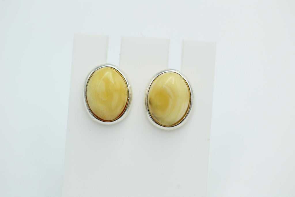 Edler creme Bernstein Ohrstecker 925 Silber Ohrschmuck Bernstein aus Letland