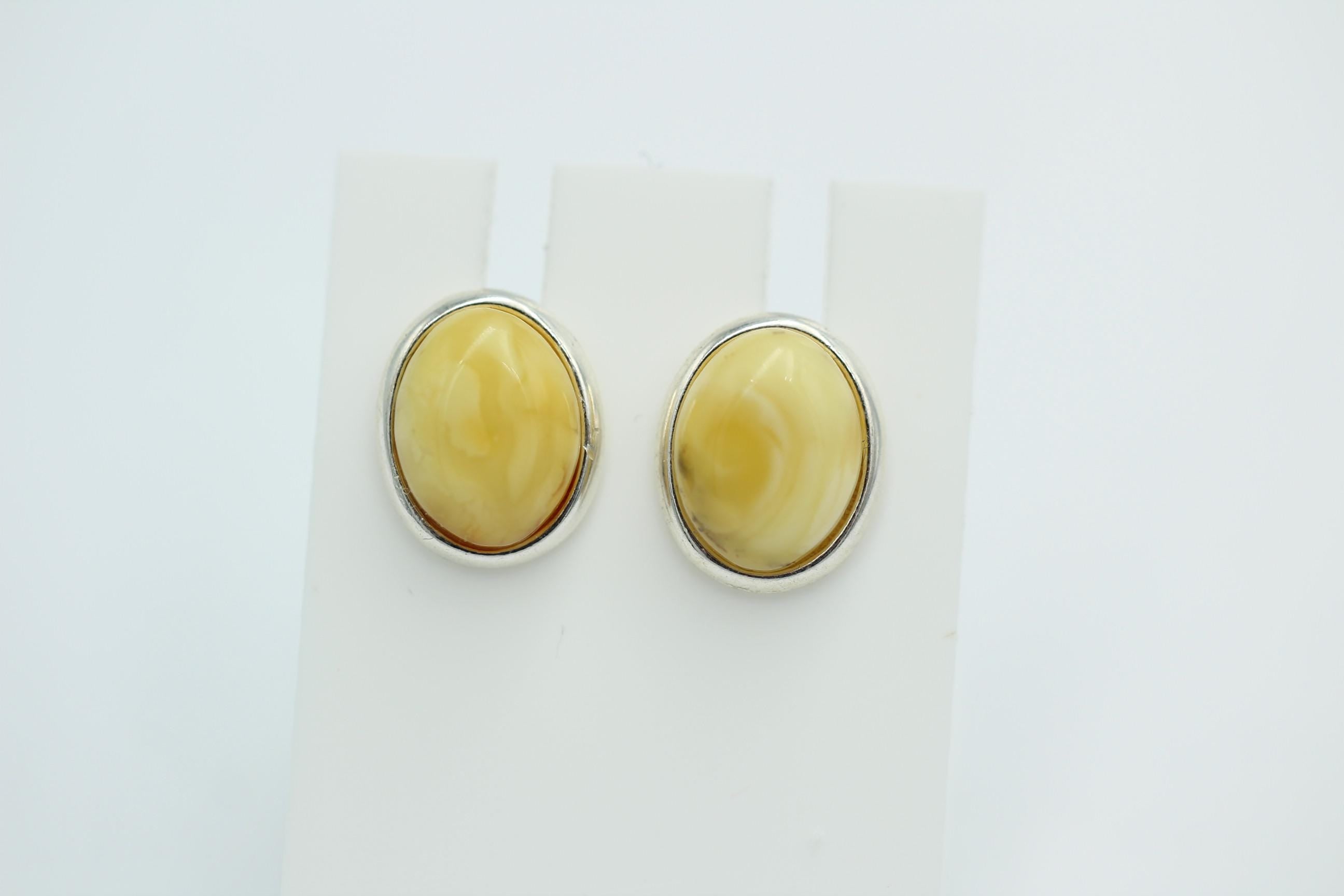 Edler creme Bernstein Ohrstecker 925 Silber Ohrschmuck Bernstein aus Letland