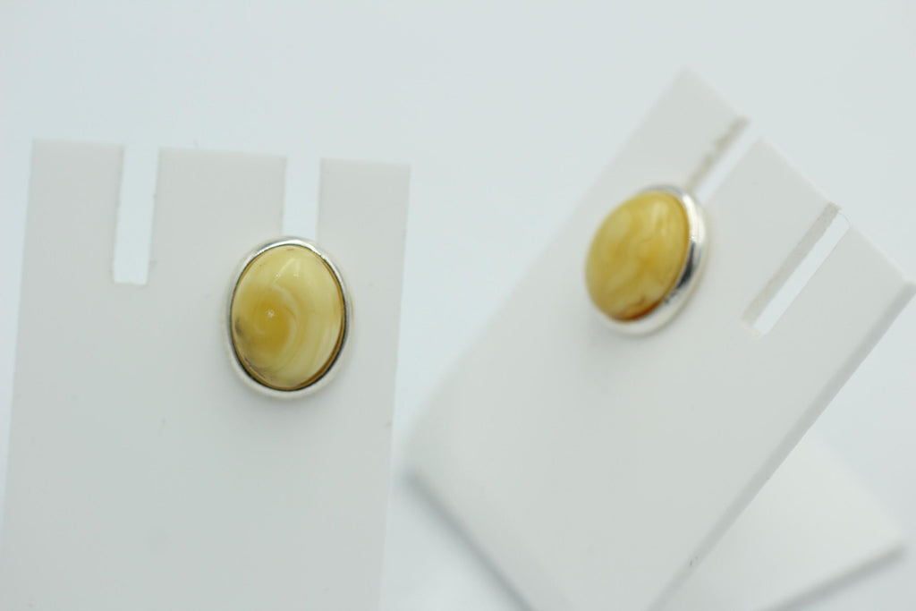 Edler creme Bernstein Ohrstecker 925 Silber Ohrschmuck Bernstein aus Letland