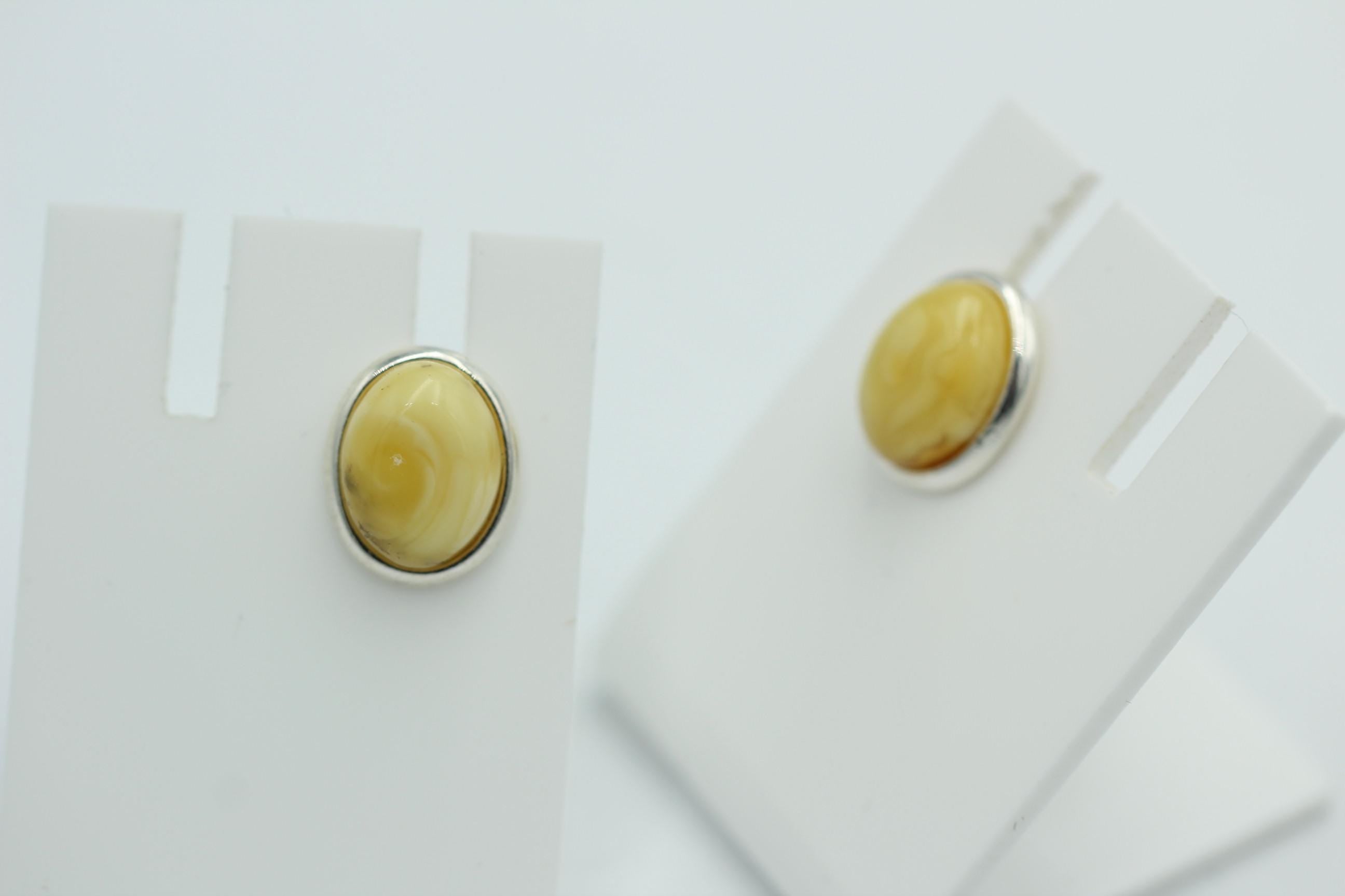 Edler creme Bernstein Ohrstecker 925 Silber Ohrschmuck Bernstein aus Letland