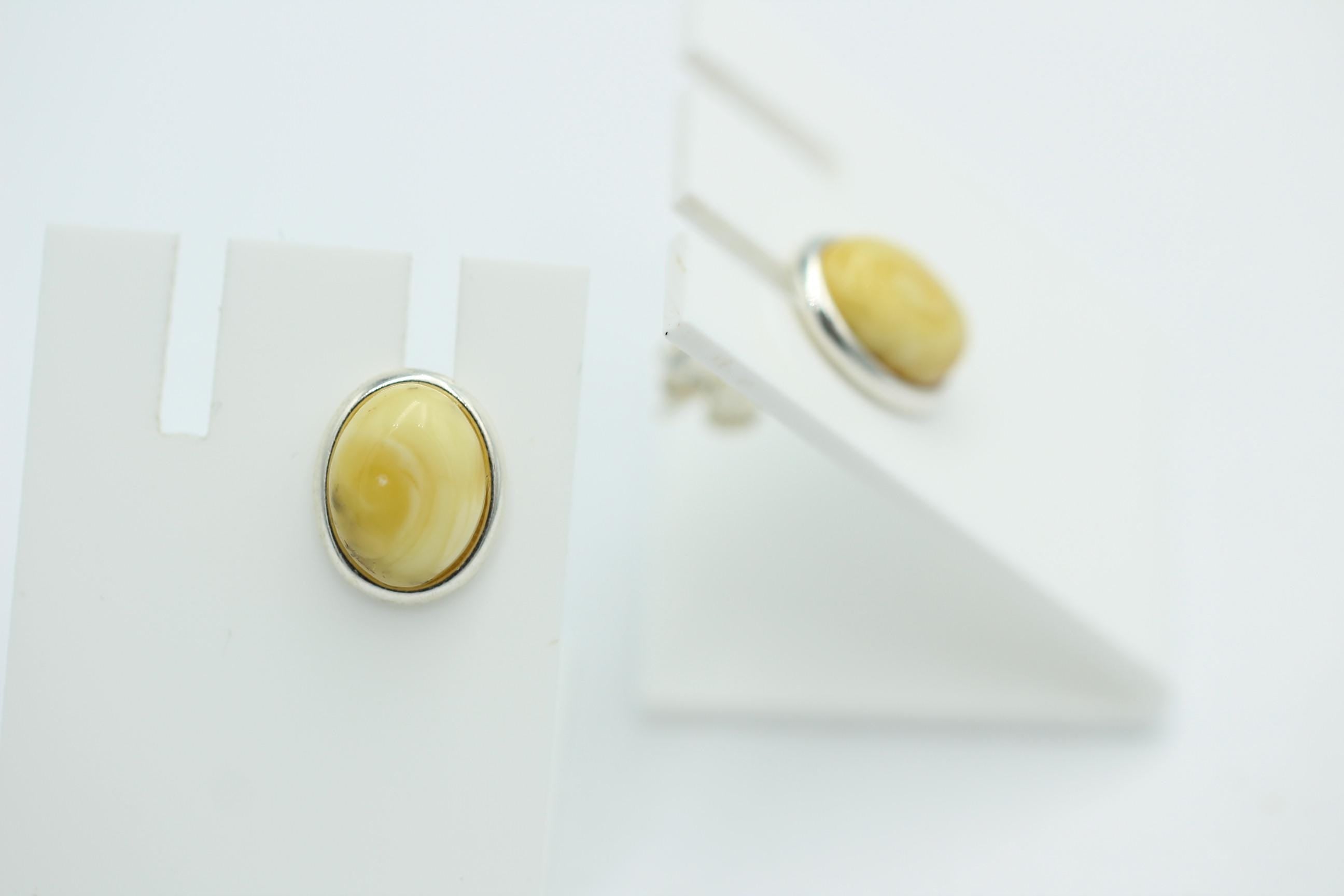 Edler creme Bernstein Ohrstecker 925 Silber Ohrschmuck Bernstein aus Letland
