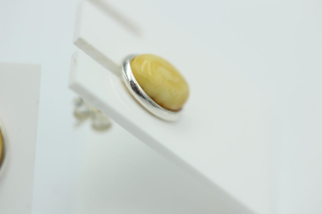 Edler creme Bernstein Ohrstecker 925 Silber Ohrschmuck Bernstein aus Letland