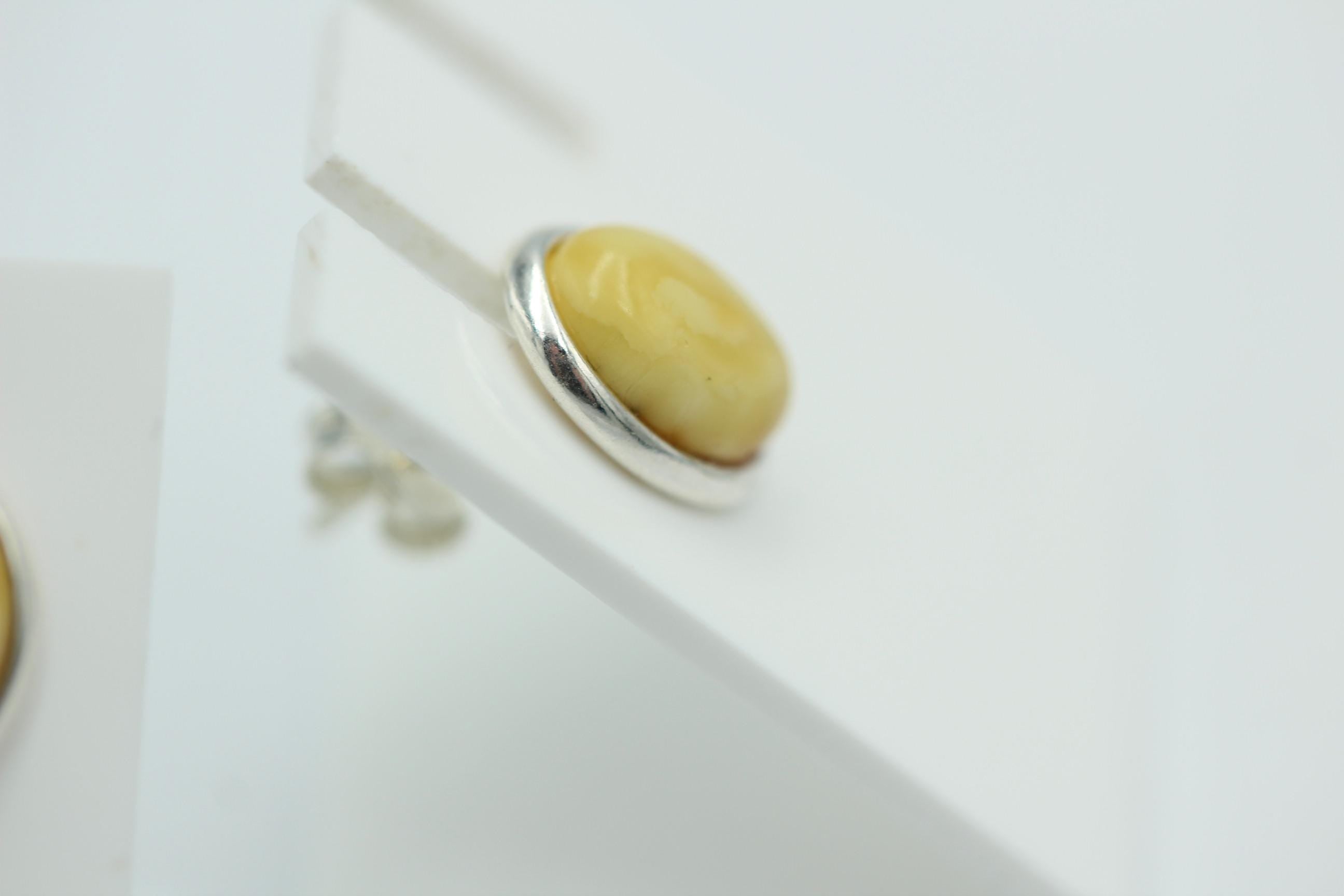 Edler creme Bernstein Ohrstecker 925 Silber Ohrschmuck Bernstein aus Letland