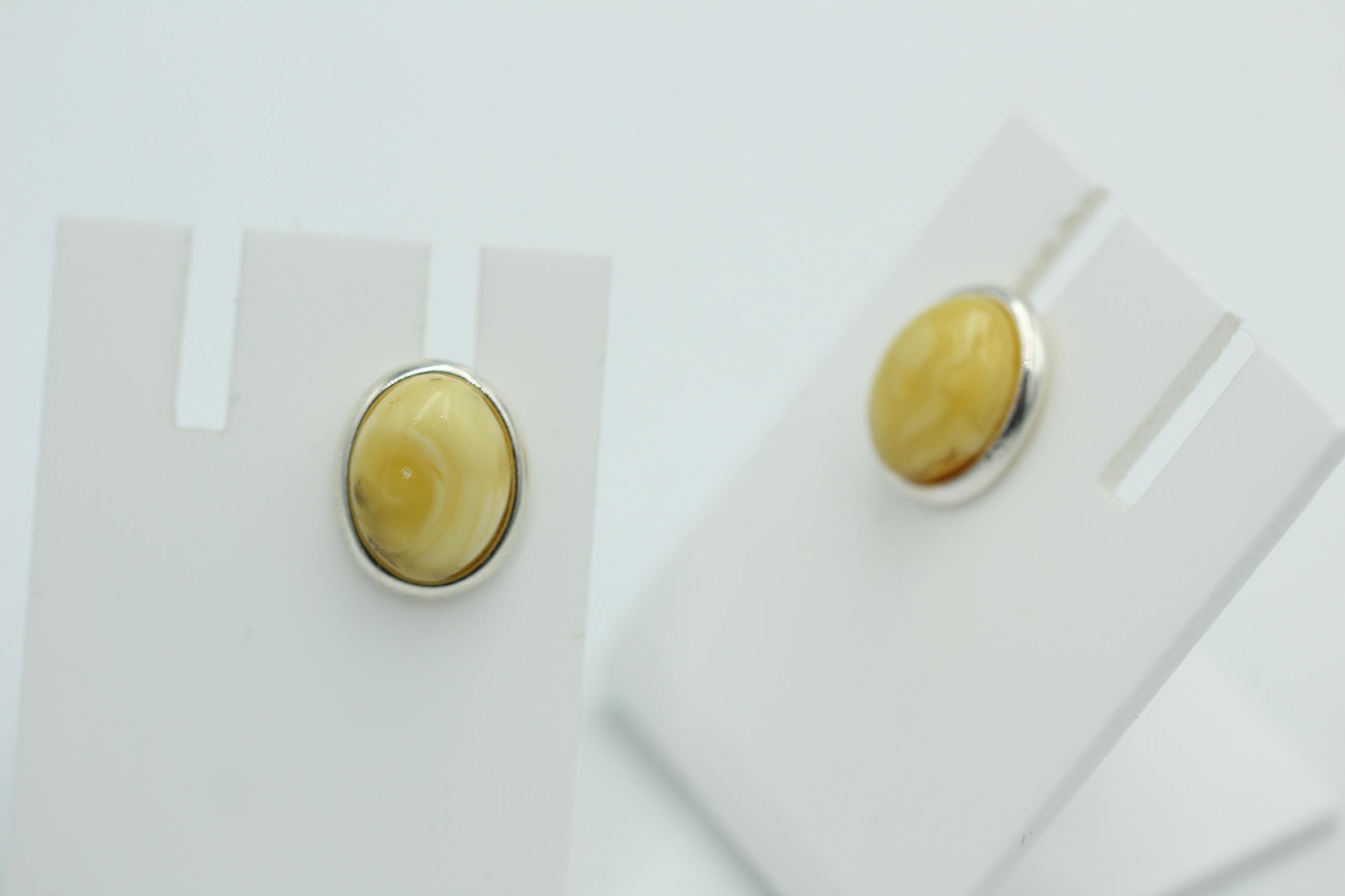 Edler creme Bernstein Ohrstecker 925 Silber Ohrschmuck Bernstein aus Letland
