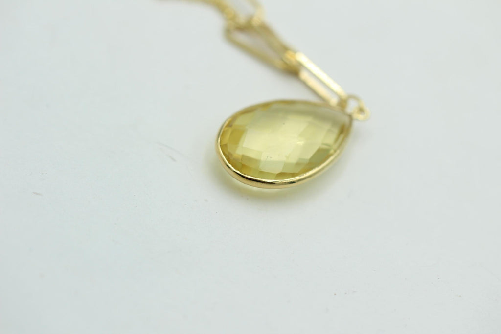11,5 Carat Lemonquarz Silber 925 vergoldet Collier Kette Top Edel Limonenquarz