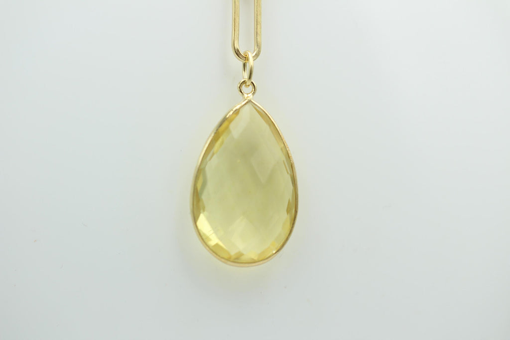 11,5 Carat Lemonquarz Silber 925 vergoldet Collier Kette Top Edel Limonenquarz