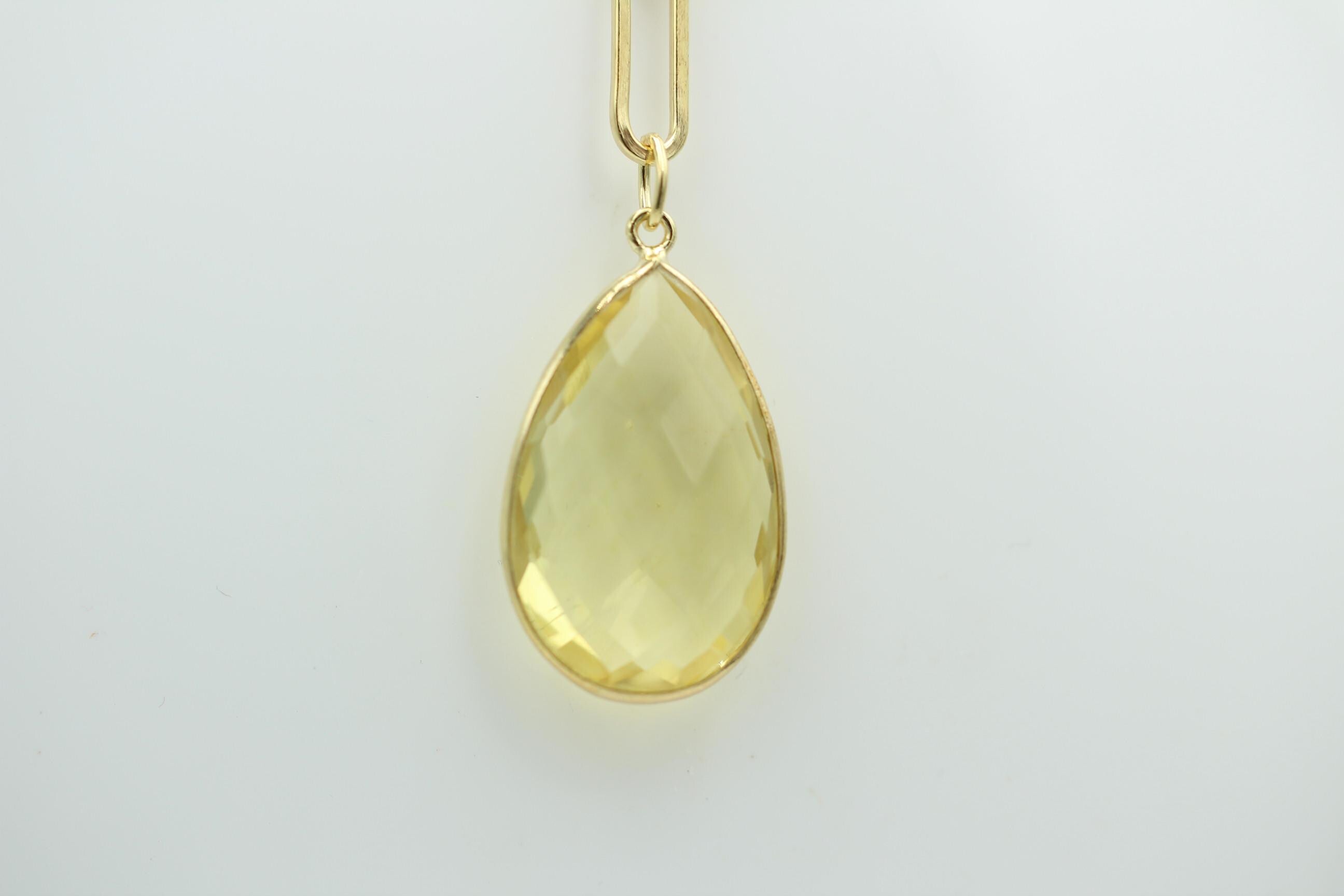 11,5 Carat Lemonquarz Silber 925 vergoldet Collier Kette Top Edel Limonenquarz