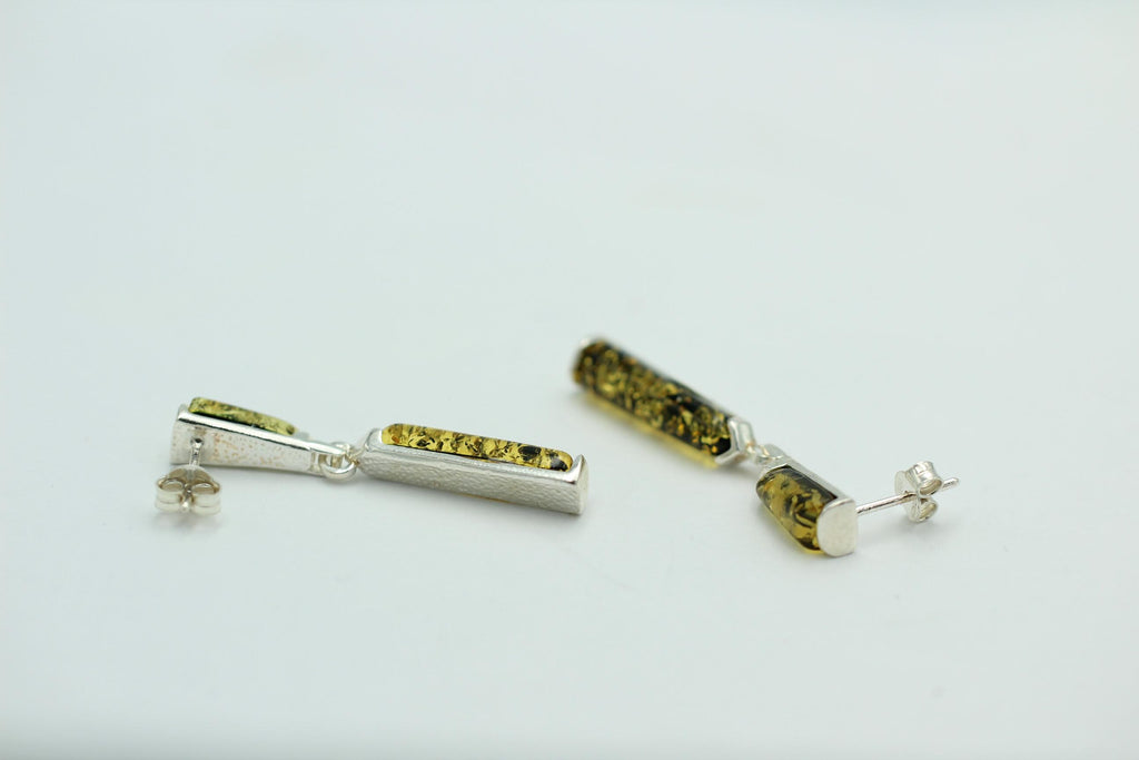 Bernstein Designer Ohrstecker 925 Sterling Silber Bernsteinschmuck Unikat