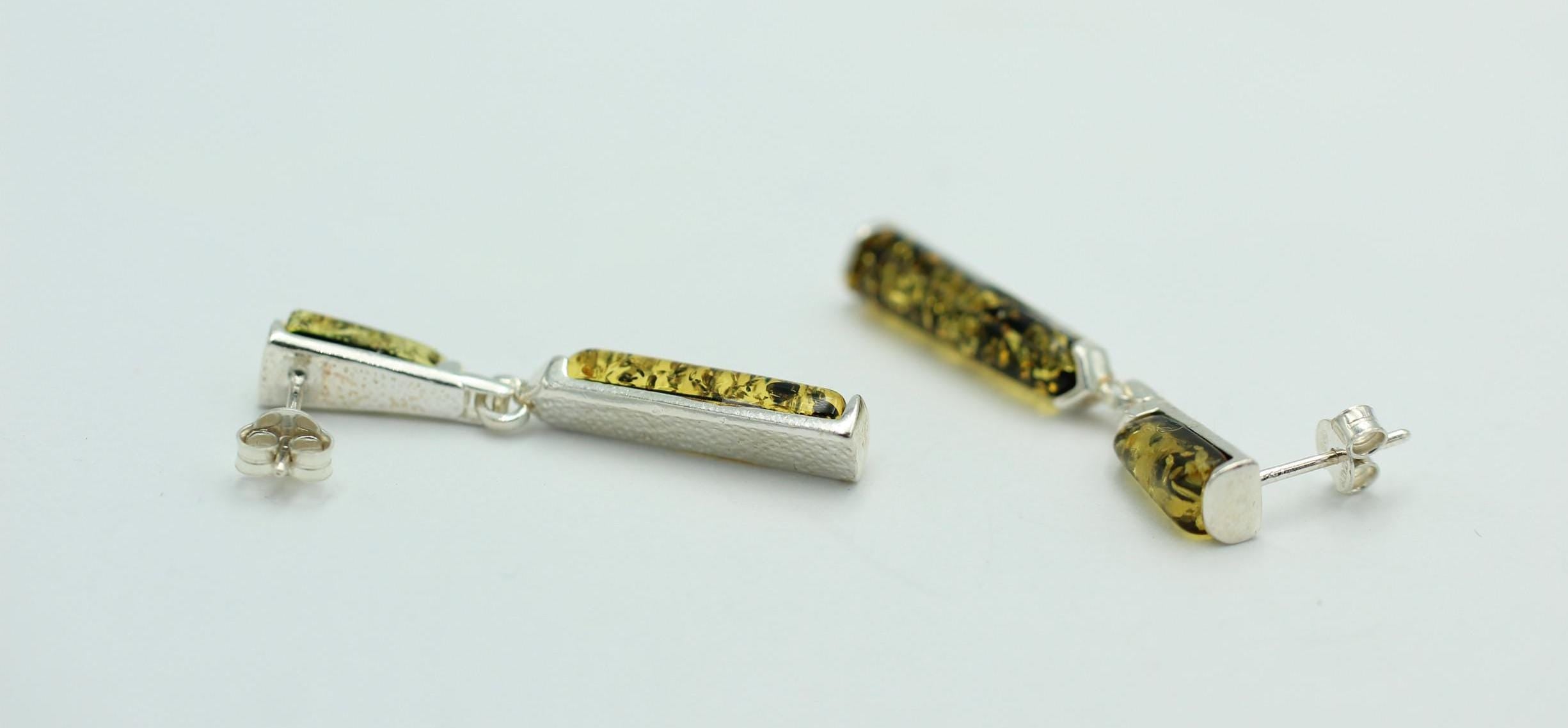 Bernstein Designer Ohrstecker 925 Sterling Silber Bernsteinschmuck Unikat