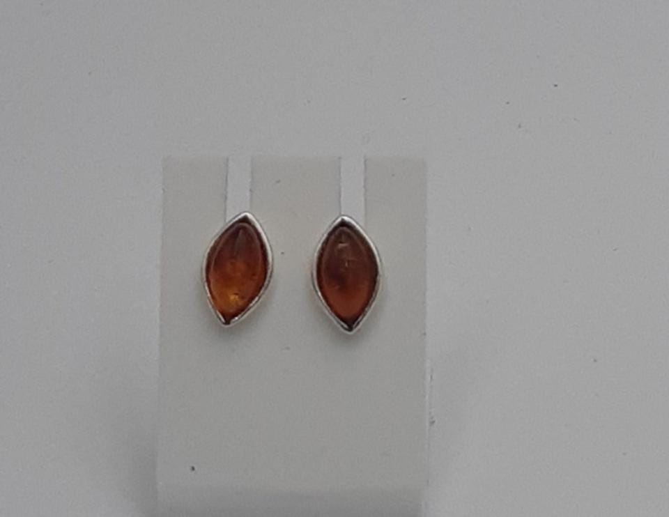 Edle braune Bernsteinohrstecker 925 Silber Ohrring Unisex Bernstein aus Litauen