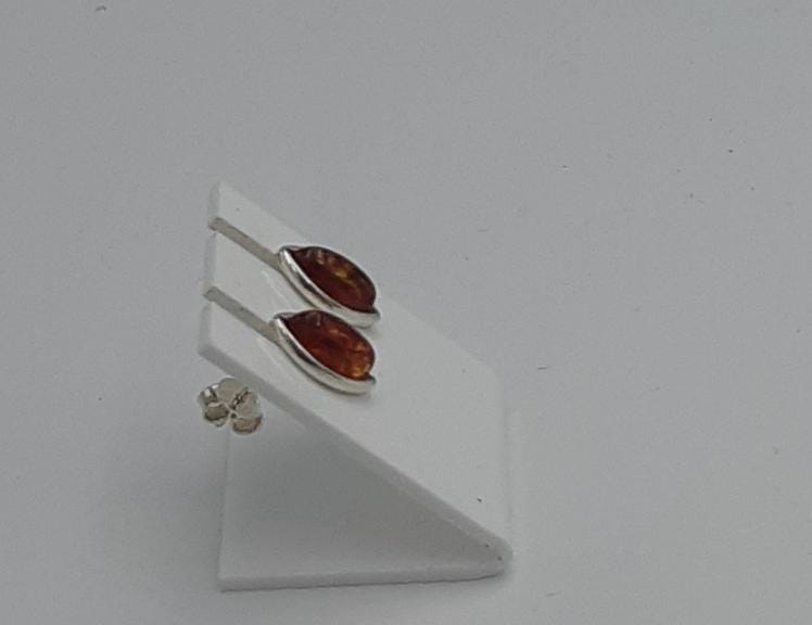 Edle braune Bernsteinohrstecker 925 Silber Ohrring Unisex Bernstein aus Litauen