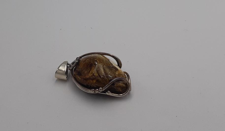 Bernstein Anhänger Unikat 925 Silber Bernsteinanhänger Collier Kette Unikat
