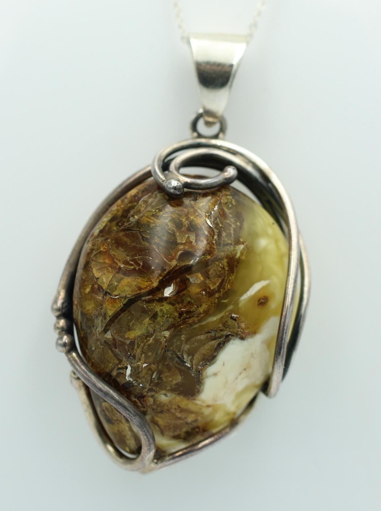 Bernstein Anhänger Unikat 925 Silber Bernsteinanhänger Collier Kette Unikat
