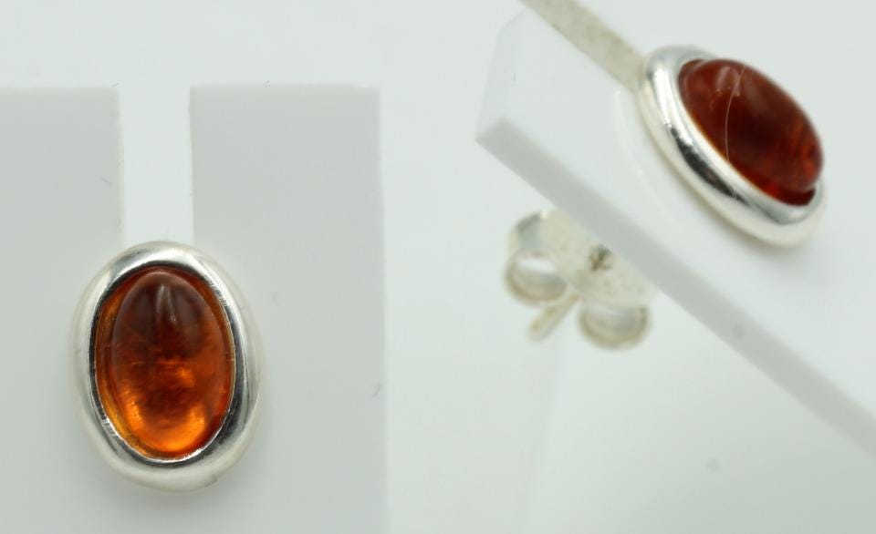 Edler brauner Bernstein Ohrstecker 925 Silber Ohrschmuck Bernstein aus Letland