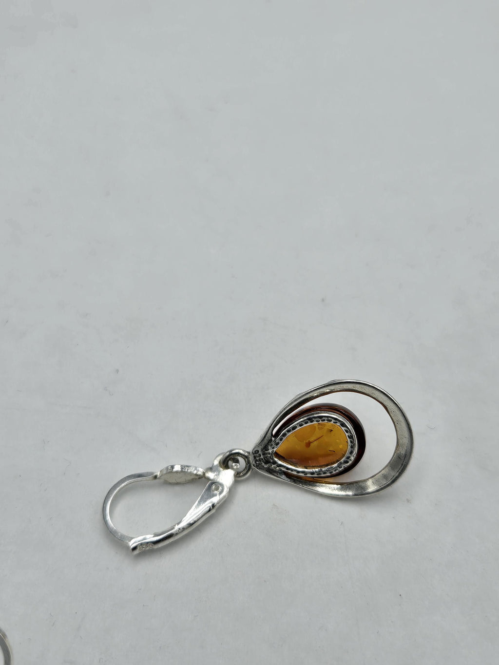 Design Bernstein Ohrhänger 925 Silber Ohrring mit Bernstein aus Littauen
