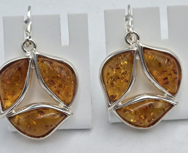 Desing Bernstein Ohrhänger 925 Silber Bersnteinschmuck Silberohrhänger