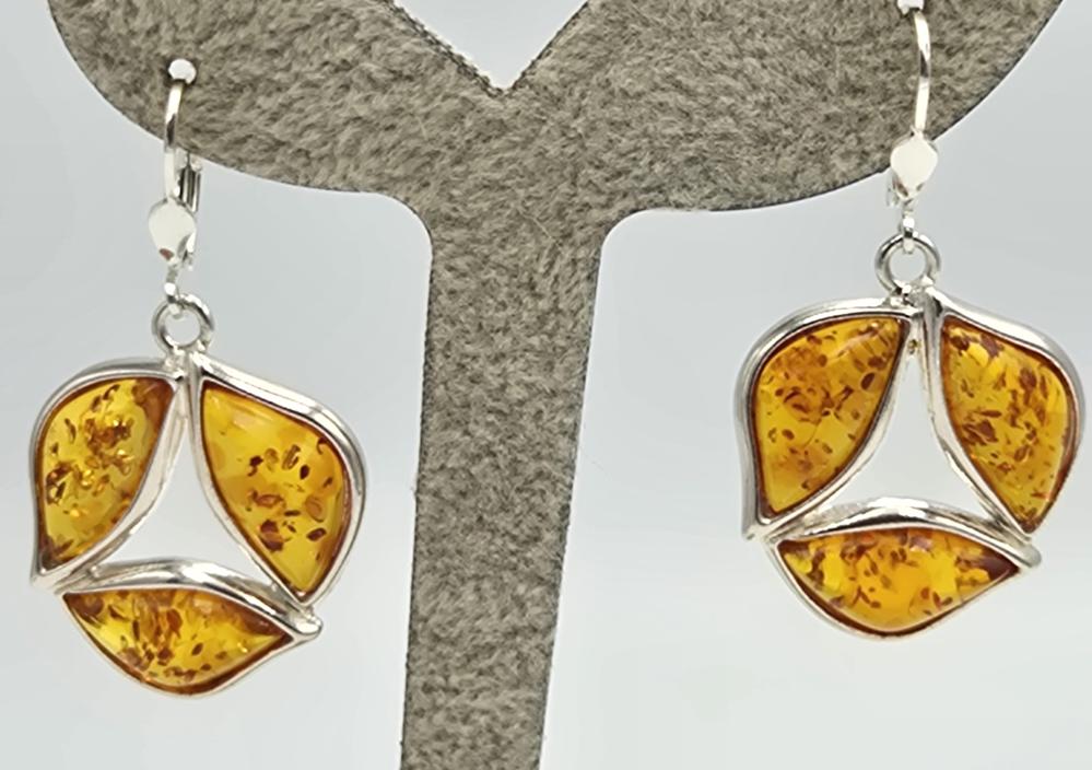 Desing Bernstein Ohrhänger 925 Silber Bersnteinschmuck Silberohrhänger