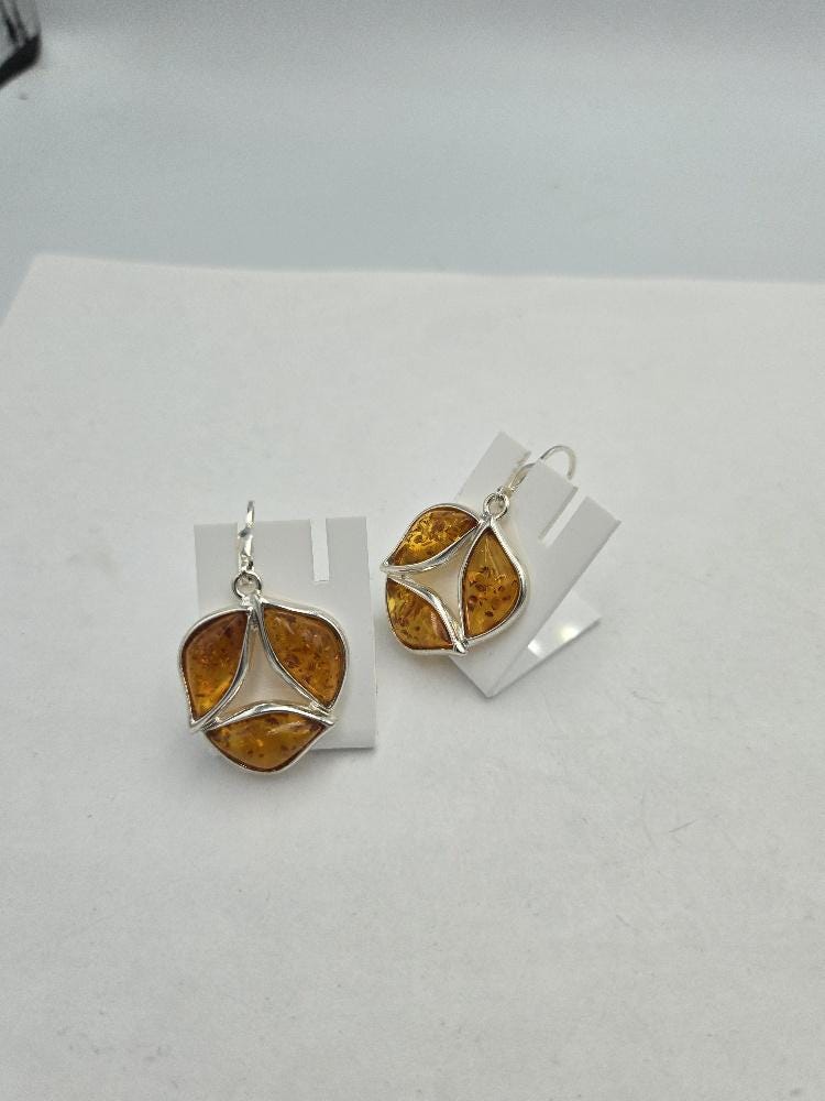 Desing Bernstein Ohrhänger 925 Silber Bersnteinschmuck Silberohrhänger