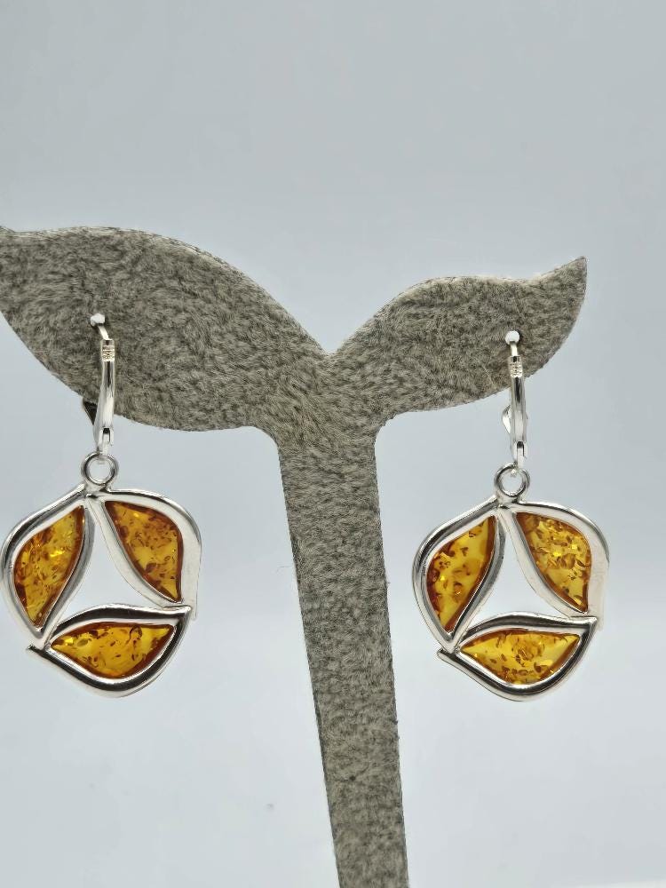 Desing Bernstein Ohrhänger 925 Silber Bersnteinschmuck Silberohrhänger