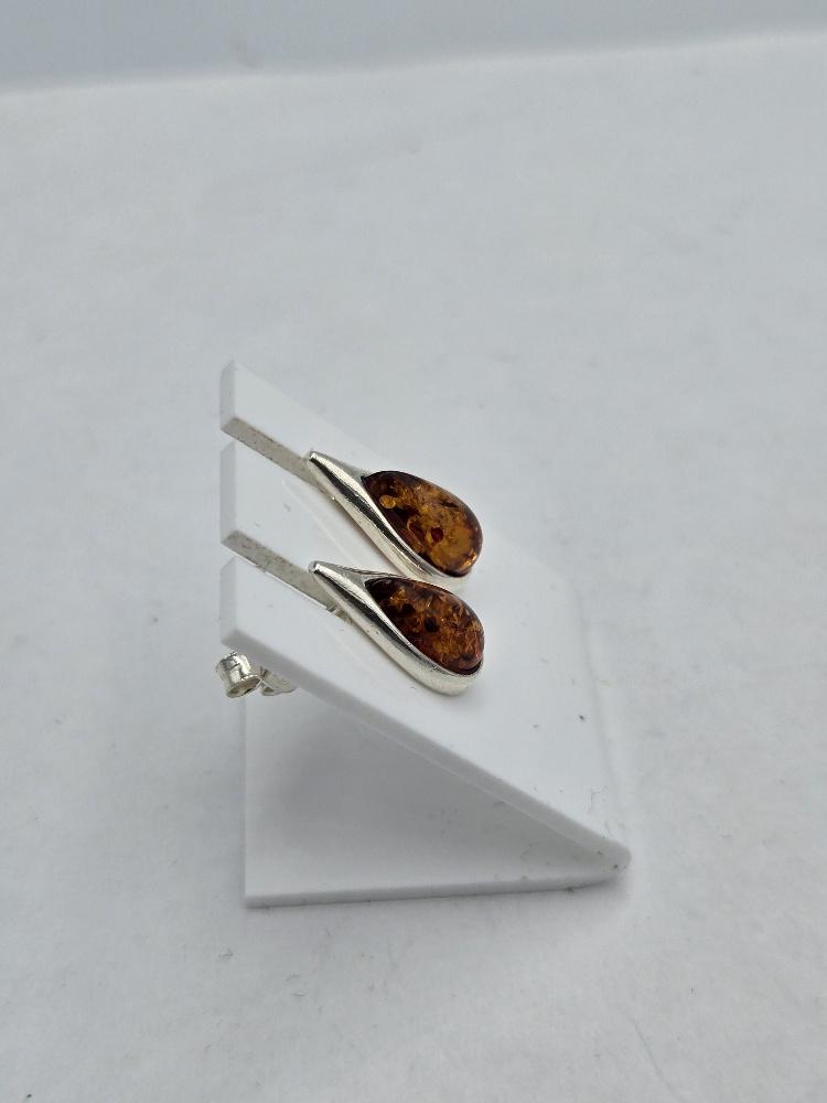 Design Bernstein Ohrstecker 925 Silber Bernsteinohrschmuckt Top Edel Bernstein
