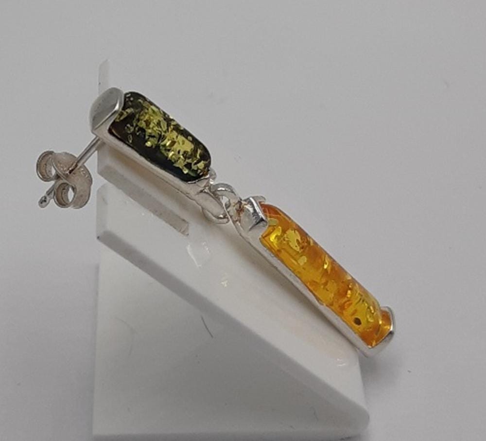 Bernstein Designer Ohrstecker 925 Sterling Silber Bernsteinschmuck Unikat
