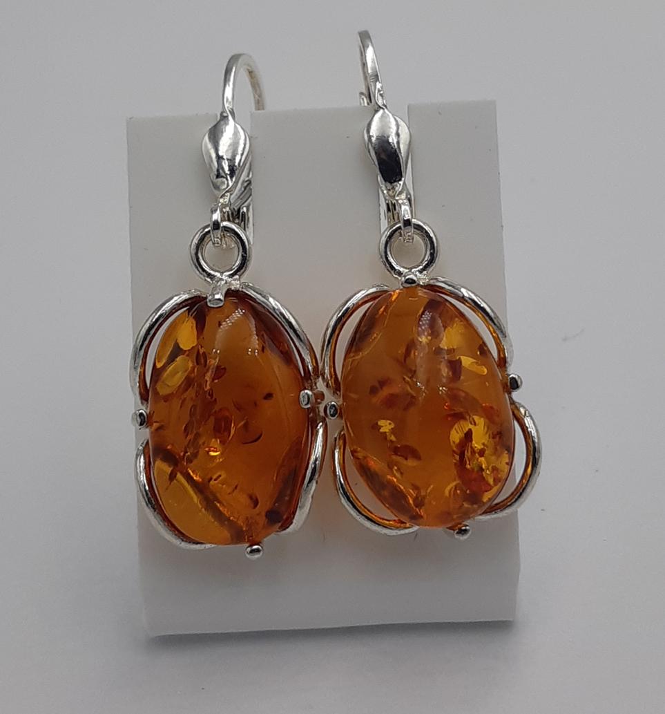 Edle Design Bernstein Ohrhänger 925 Silber Bernstein Letland Ohrschmuck Brisur