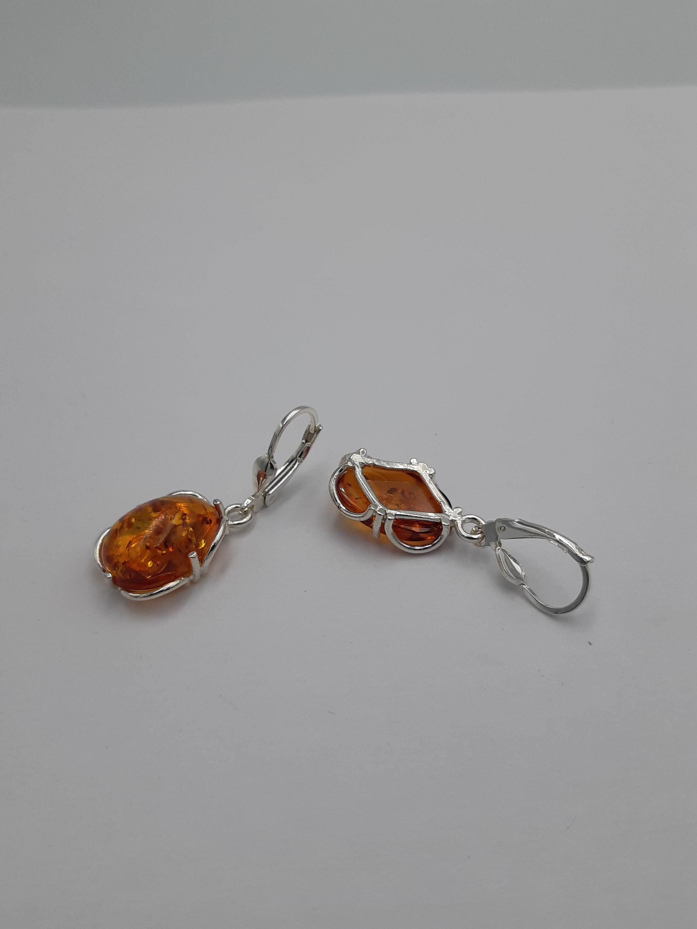 Edle Design Bernstein Ohrhänger 925 Silber Bernstein Letland Ohrschmuck Brisur
