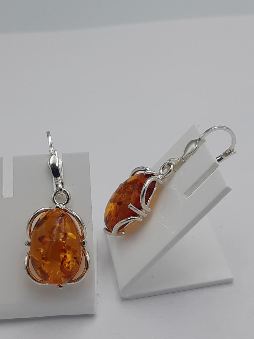 Edle Design Bernstein Ohrhänger 925 Silber Bernstein Letland Ohrschmuck Brisur
