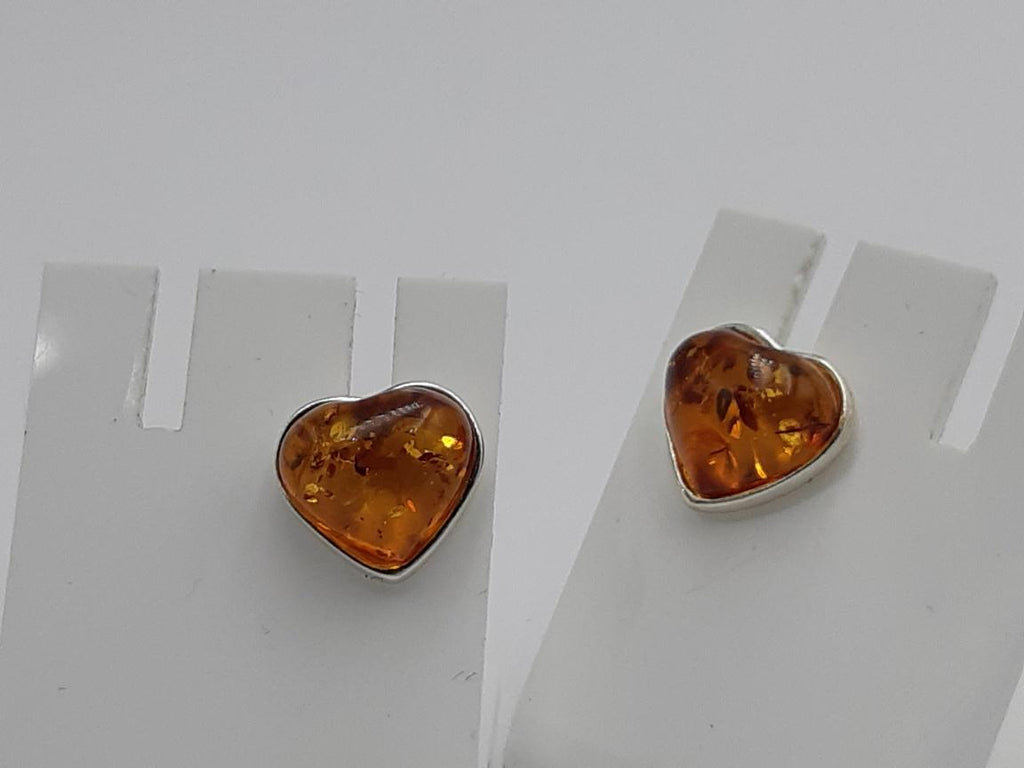 Bernstein Herz Ohrstecker 925 Sterling Silber Bernsteinherz ca 1,1 cm