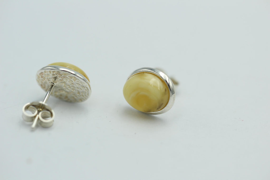 Edler creme Bernstein Ohrstecker 925 Silber Ohrschmuck Bernstein aus Letland