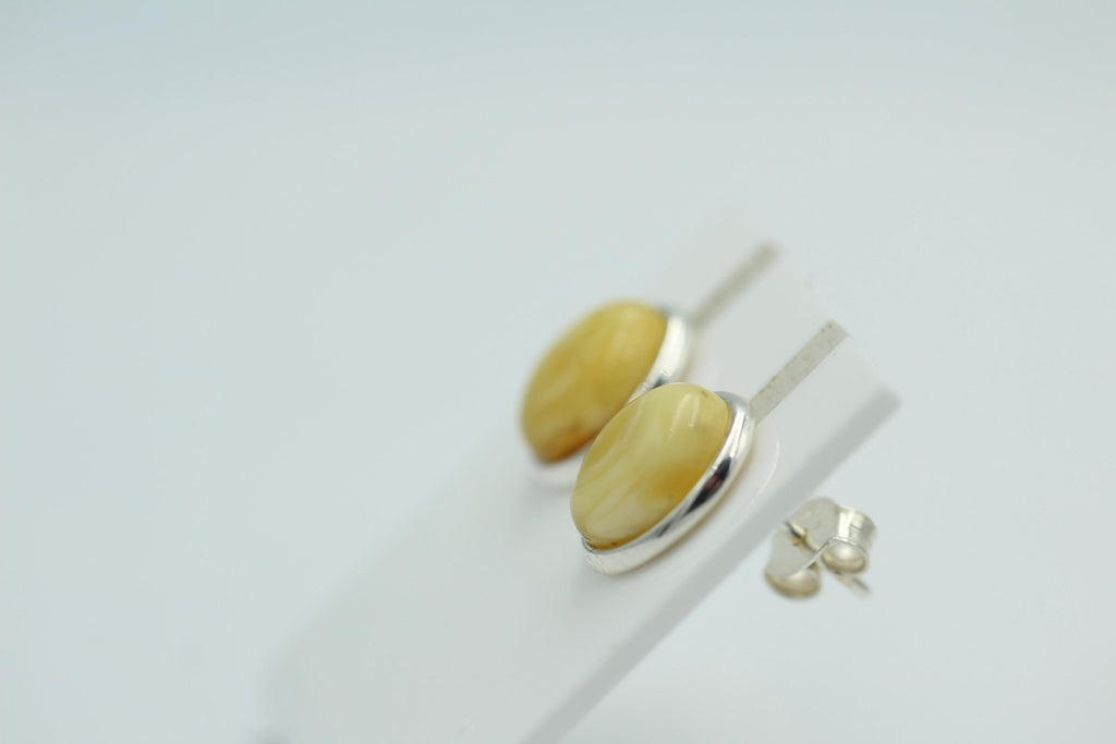 Edler creme Bernstein Ohrstecker 925 Silber Ohrschmuck Bernstein aus Letland