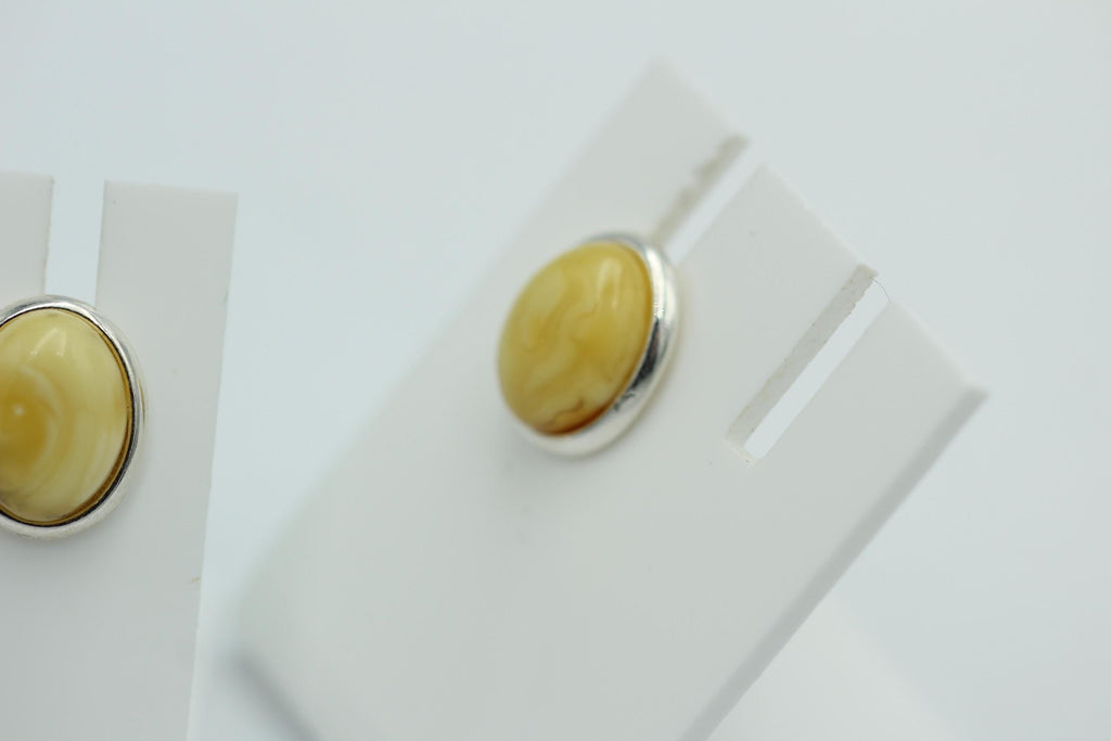 Edler creme Bernstein Ohrstecker 925 Silber Ohrschmuck Bernstein aus Letland