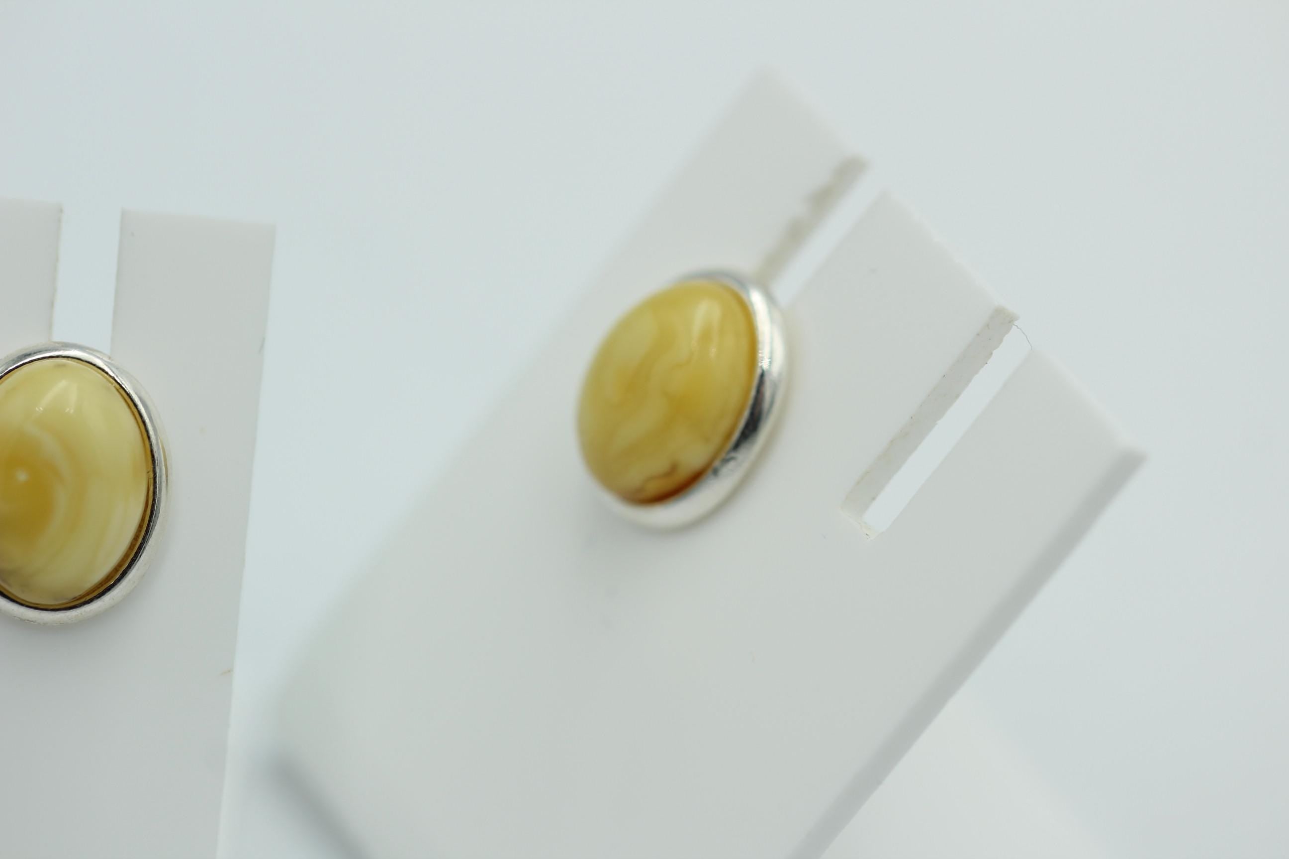 Edler creme Bernstein Ohrstecker 925 Silber Ohrschmuck Bernstein aus Letland