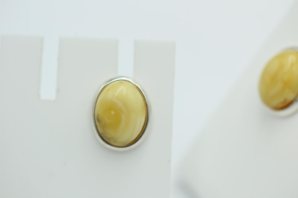 Edler creme Bernstein Ohrstecker 925 Silber Ohrschmuck Bernstein aus Letland