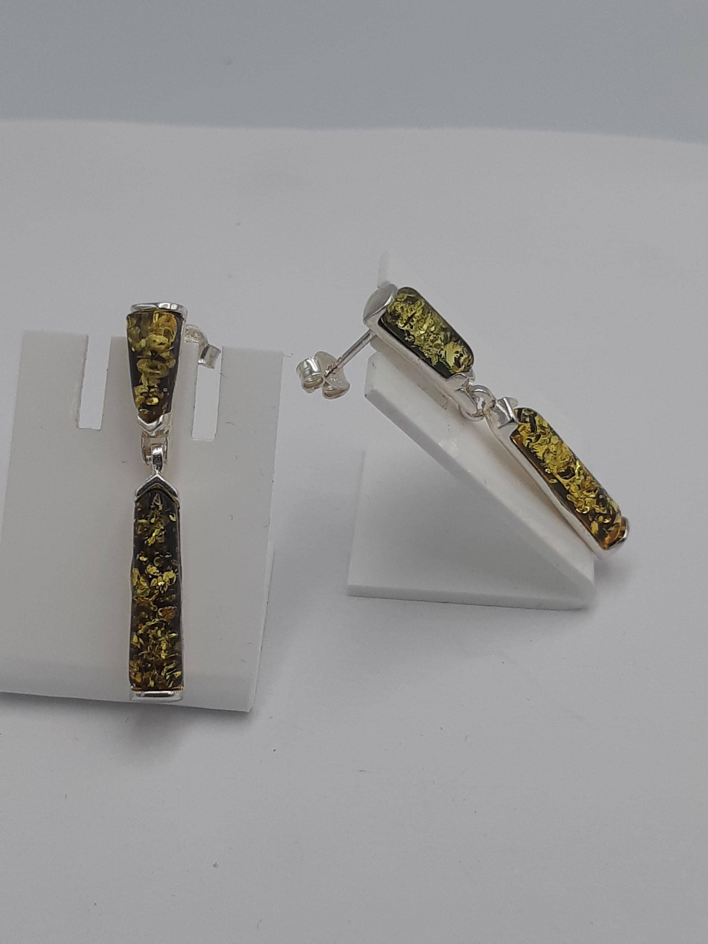 Bernstein Designer Ohrstecker 925 Sterling Silber Bernsteinschmuck Unikat