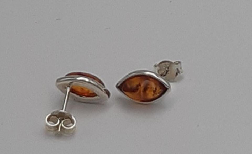 Edle braune Bernsteinohrstecker 925 Silber Ohrring Unisex Bernstein aus Litauen