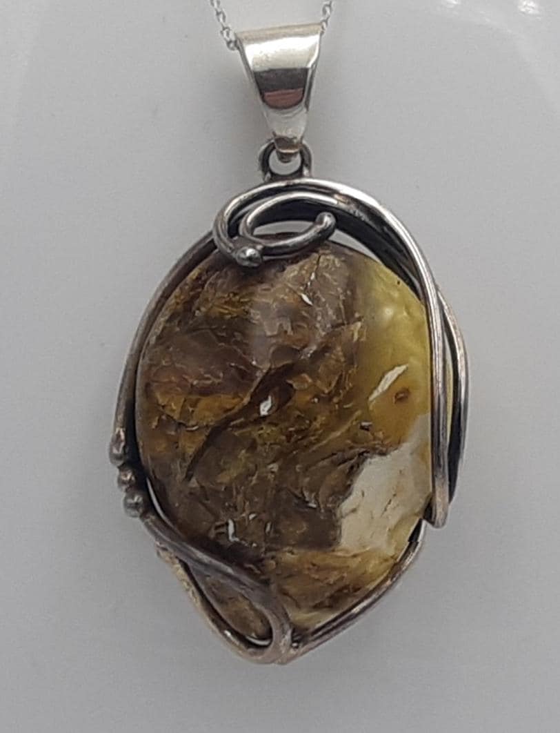 Bernstein Anhänger Unikat 925 Silber Bernsteinanhänger Collier Kette Unikat