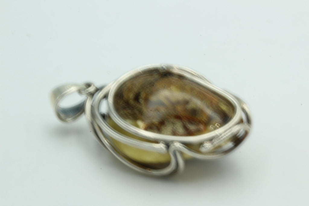 Bernstein Anhänger Unikat 925 Silber Bernsteinanhänger Collier Kette Unikat